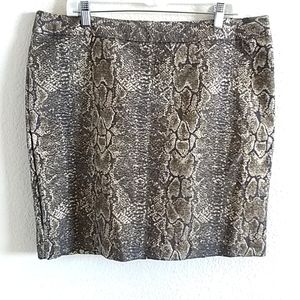 *NEW* Worthington Gold Metallic & Black Snakeskin 🐍Jacquard Pencil Skirt Sz 16